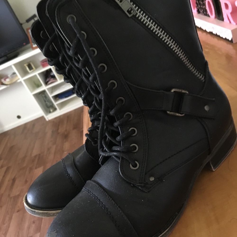 Black combat boots